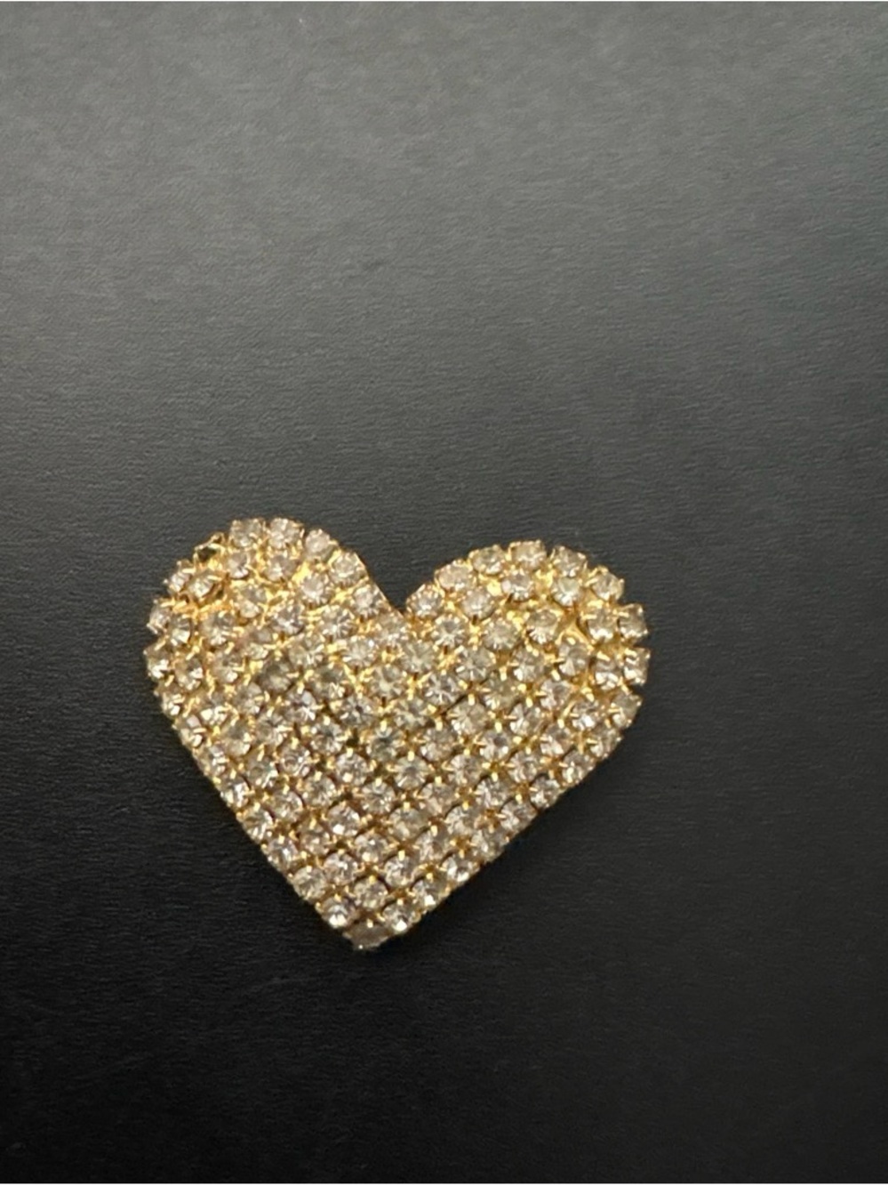 Vintage Gold Rhinestones Heart Brooch - Women's Jewelry